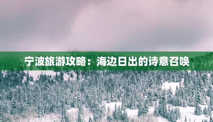 宁波旅游攻略：海边日出的诗意召唤